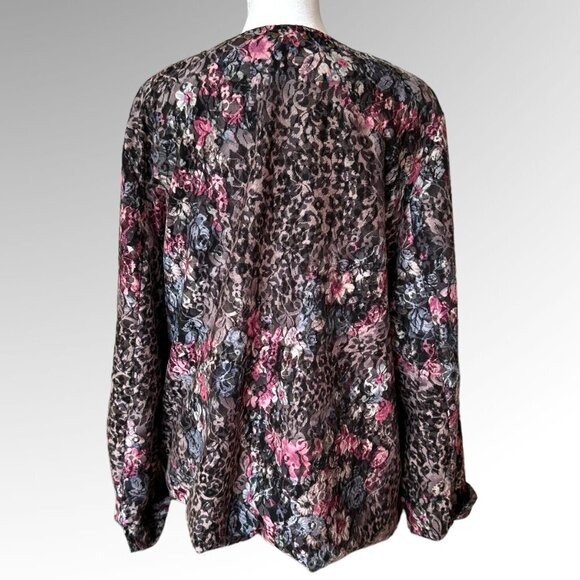 Isabel Hayley Cardigan Sweater With Floral Print Pattern Sz XL - Picture 2 of 5